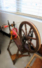 "Madame," Dr. Winkler's 200 year-old spinning wheel. Photo by Sarah Donehoo, Appen Media